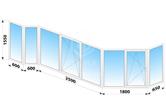Установка пластиковых окон на балконе ПД-4 6150x1550