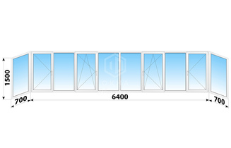 Теплое пластиковое остекление балкона 1-515/9М 7800x1500