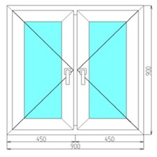 Двухстворчатое пластиковое окно 900x900