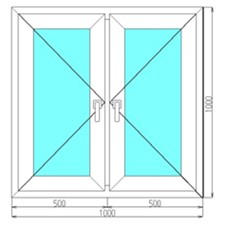 Двухстворчатое пластиковое окно 1000x1000