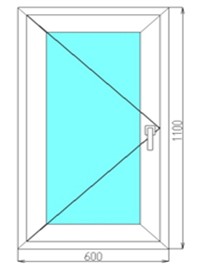 Одностворчатое пластиковое окно 600x1100