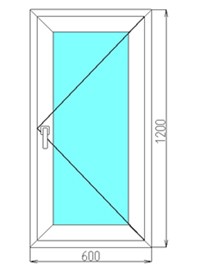 Одностворчатое пластиковое окно 1200x600