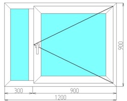 Двухстворчатое пластиковое окно 1200x900