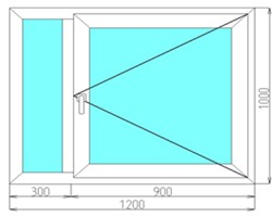 Двухстворчатое пластиковое окно 1200x1000