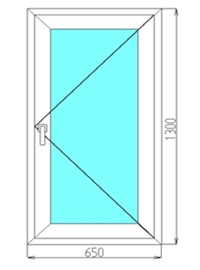 Одностворчатое пластиковое окно 1300x650