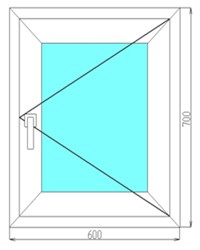 Одностворчатое пластиковое окно 600x700