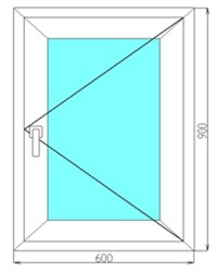 Одностворчатое пластиковое окно 600x900