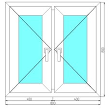 Двухстворчатое пластиковое окно 800x800