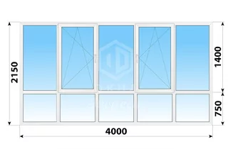 Теплое пластиковое панорамное остекление 4000x2150