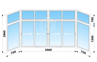 Раздвижное алюминиевое остекление балкона в сталинке 4560x2060