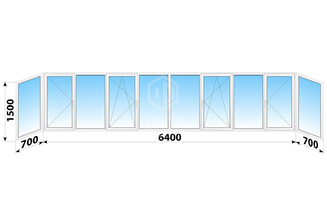 Теплое пластиковое остекление балкона 1-515/9М 7800x1500