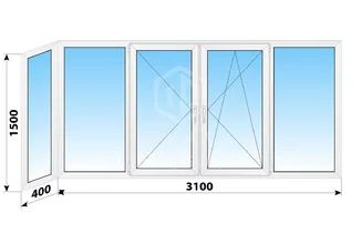 Теплое пластиковое остекление балкона П-43 3500x1500