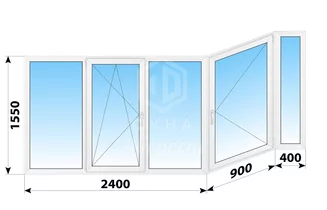 Теплое пластиковое остекление балкона П-44 3700x1550