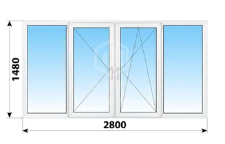 Теплое пластиковое остекление балкона П-30 2800x1480