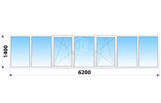 Теплое пластиковое остекление балкона II-68 6200x1400 №2