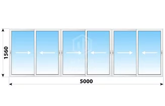 Раздвижное алюминиевое остекление балкона Башня Тишинская 5000x1560