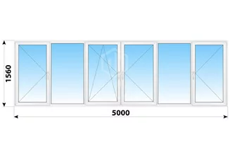 Теплое пластиковое остекление балкона Башня Смирновская 5000x1560 №3