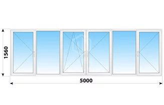 Теплое пластиковое остекление балкона Башня Тишинская 5000x1560 №3
