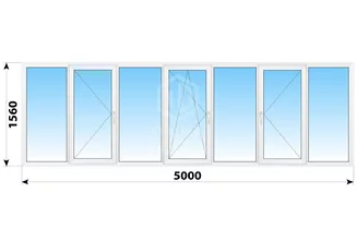 Теплое пластиковое остекление балкона Башня Вулыха 5000x1560