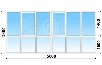 Теплое пластиковое панорамное остекление 5000x2400 №2