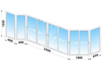 Раздвижное алюминиевое остекление балкона ПД-4 6150x1550