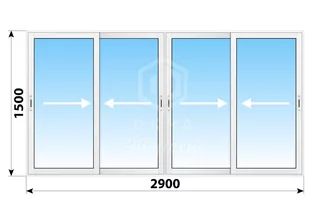 Раздвижное алюминиевое остекление балкона II-57 2900x1500