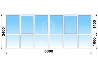 Теплое пластиковое панорамное окно 6000x2400 №3