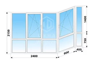 Теплое пластиковые панорамное окна для балкона П-44 3700x2150