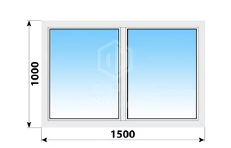 Двухстворчатое пластиковое окно 1500x1000 Г-Г