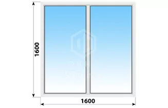 Двухстворчатое пластиковое окно 1600x1600 Г-Г