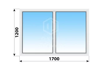 Двухстворчатое пластиковое окно 1700x1200 Г-Г