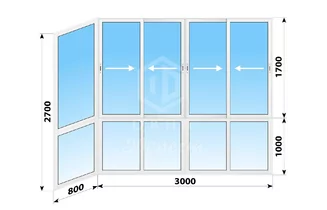 французское раздвижное алюминиевое остекление 3800x2700