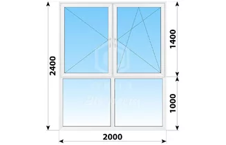 Теплое пластиковое французское остекление 2000x2400 №3