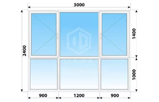 Теплое пластиковое двойное остекление 3000x2400 №2