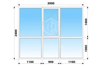 Теплое пластиковое французское остекление 3000x2400 №3