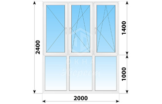 Теплое пластиковое французское остекление 2000x2400 №2