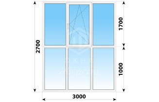 Теплое пластиковое французское остекление 2200x2700