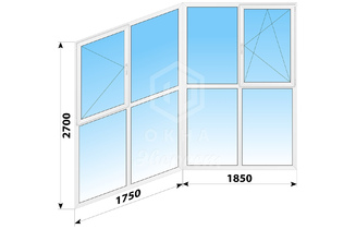 Пластиковые окна в пол на лоджию 3600x2700 №2