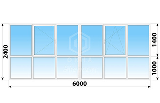 Пластиковые окна в пол на лоджию 6000x2400 №3