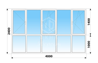 Пластиковые окна в пол на лоджию 4000x2400
