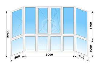 Пластиковые окна в пол на лоджию 4600x2700