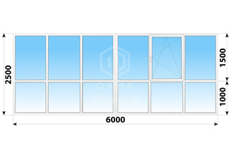 Пластиковые окна в пол на лоджию 6000x2400 №4