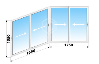 Раздвижное алюминиевое остекление балкона П-44Т 3400x1550
