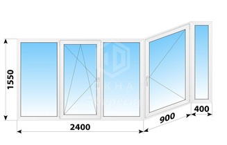Теплое пластиковое остекление балкона П-44 3700x1550